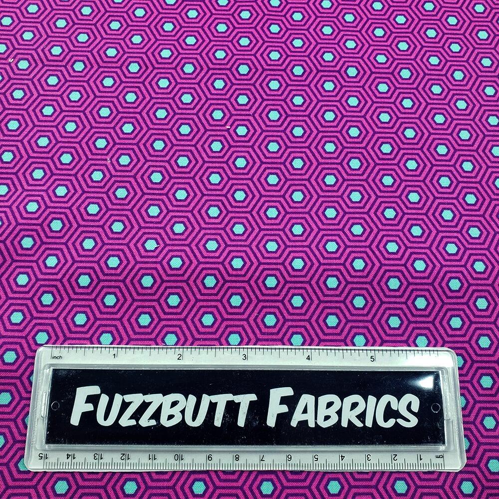 tula pink,true colours,hexagons, purple,hexies, tula fabric, roar, legendary