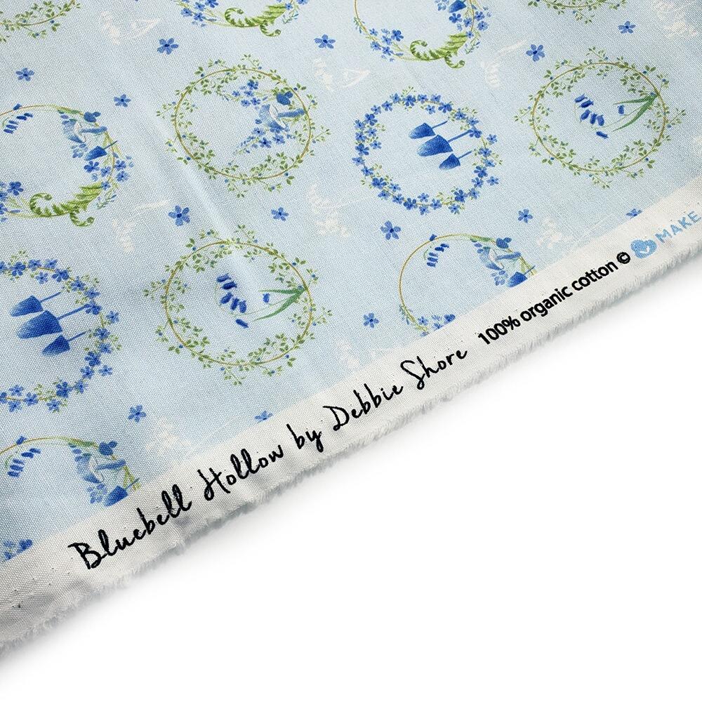 Debbie Shore fabric, bluebell hollow, vintage style floral fabric, bluebells, forest flowers