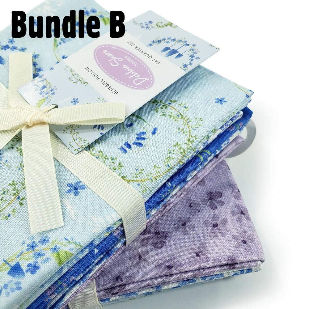 Debbie Shore fabric, bluebell hollow, vintage style floral fabric, bluebells, forest flowers, fat quarter bundles