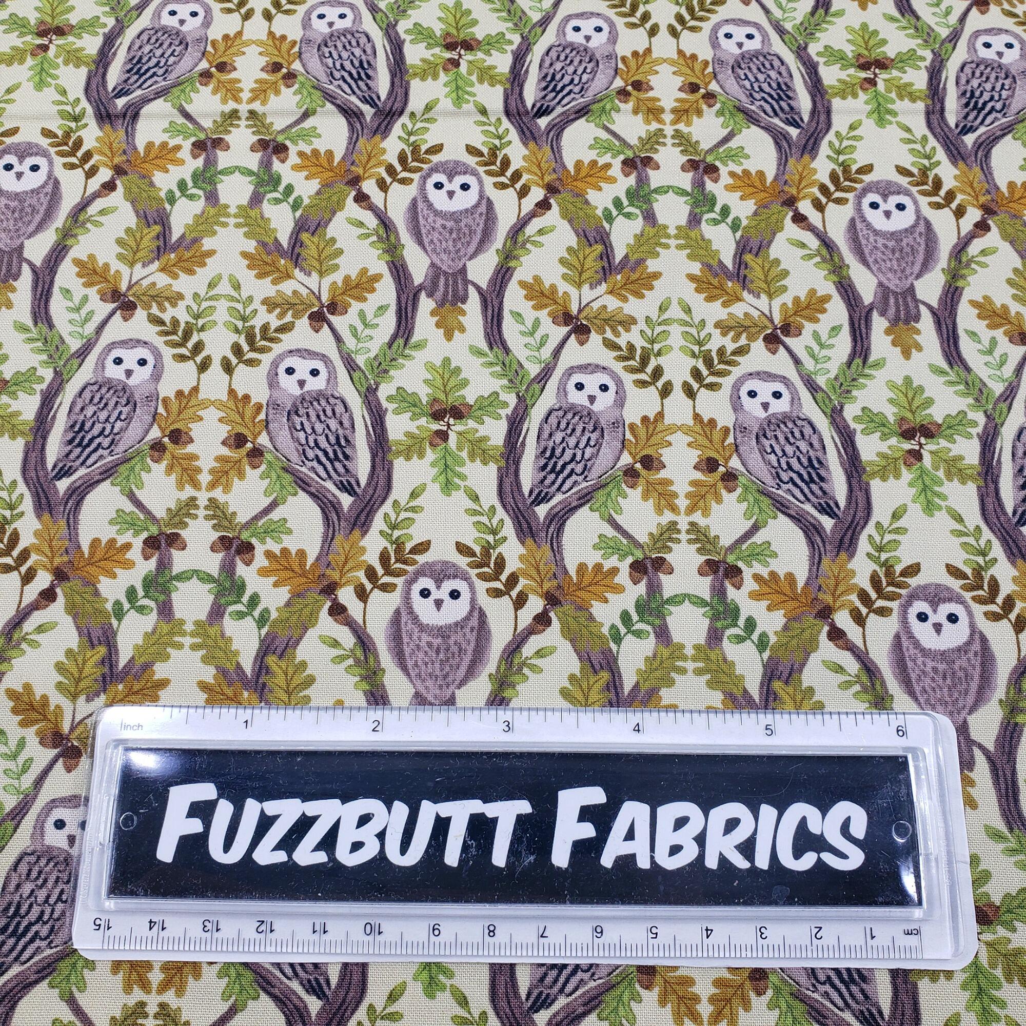Lewis & Irene,old quercus, owls, acorns, squirrels, foxes, woodland fabric, autumn fabric