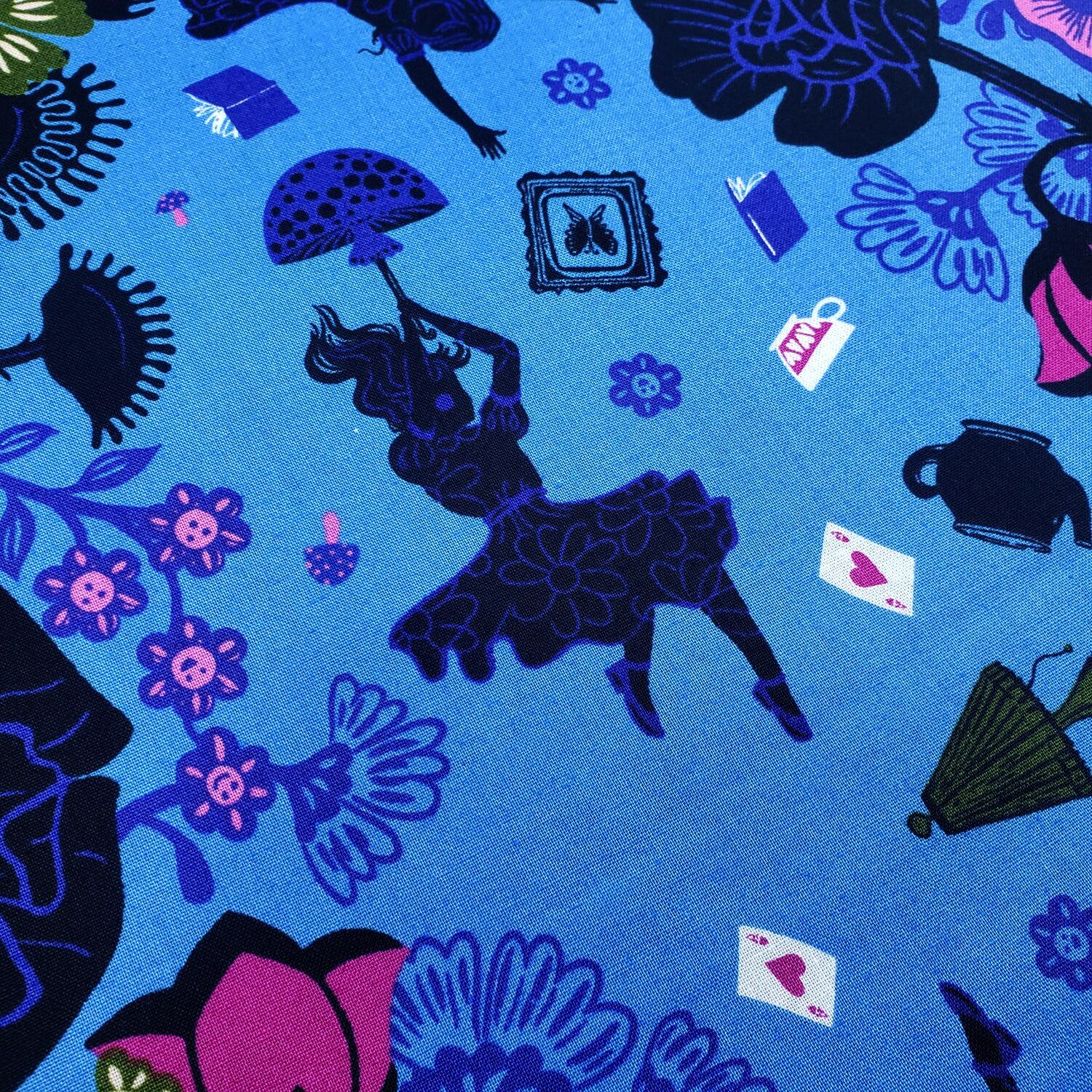 hello alice, ruby star society, alice watts, alice in wonderland, cheshire cat, mad hatter, alice fabric,