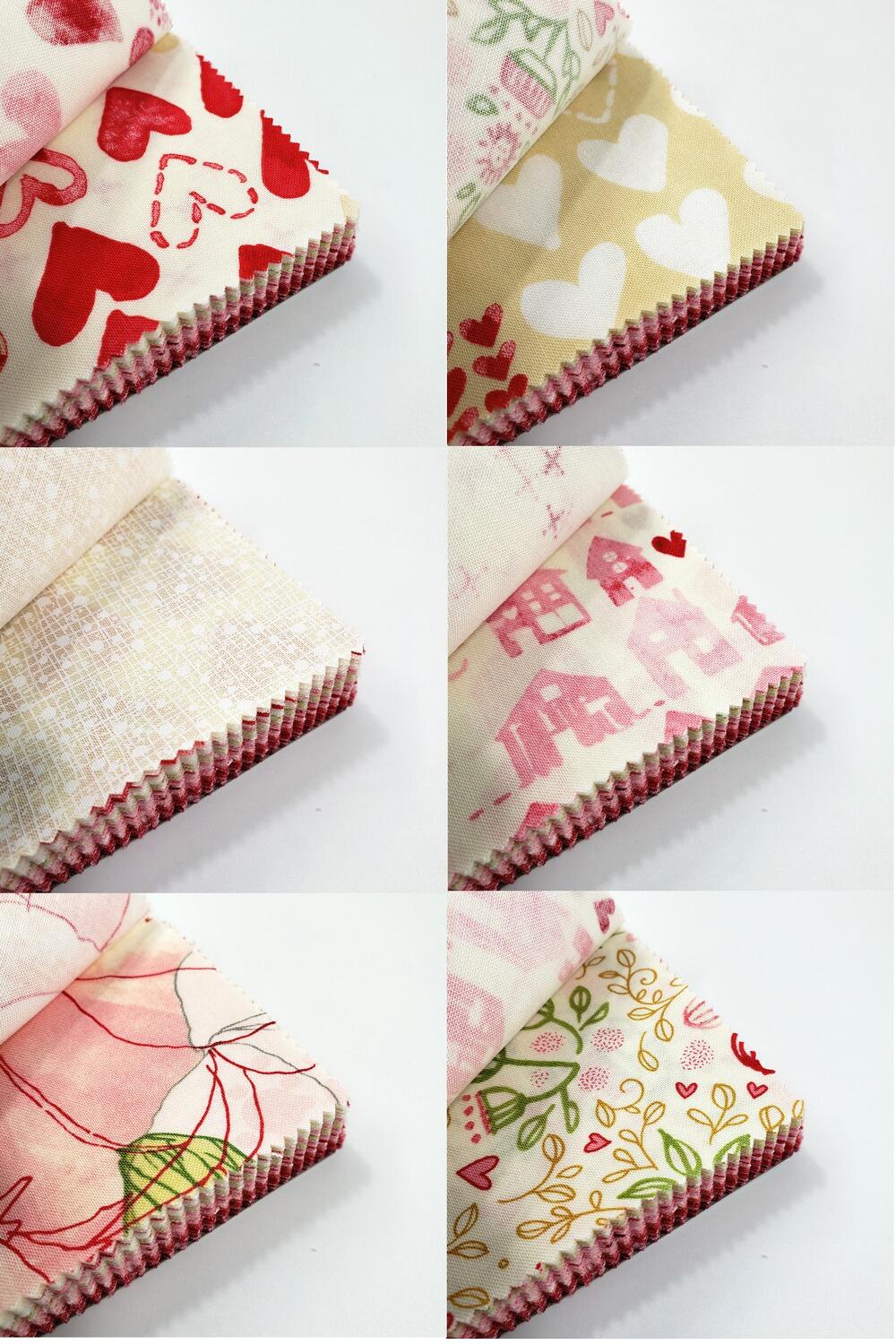 moda charm pack, fabric squares,cotton squares, patchwork cotton squares, darling peony, robin pickens, watercolour flowers