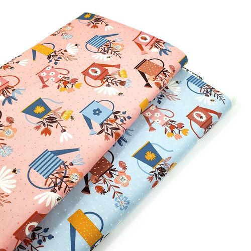 Moda, blossoms & blooms, elena amo, watering cans, vintage floral fabric, vintage watering cans