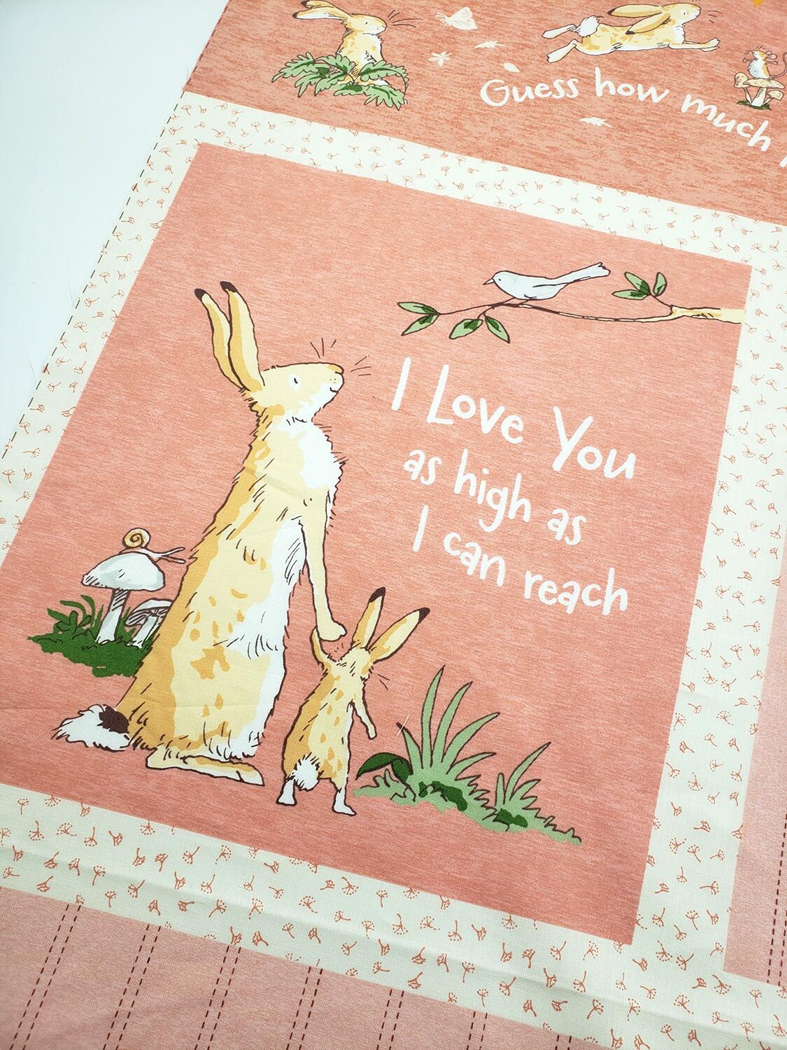 Guess How Much I Love You fabric by Anita Jeram Clothworks Guess How Much I Love You quilting cotton licensed children’s book fabric baby and nursery quilting fabric storybook animal fabric prints woodland nursery fabric premium cotton fabric for baby quilts children’s fabric by Clothworks