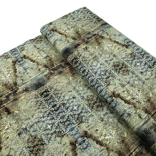 stained damask, vintage wallpaper, Tim Holtz fat quarter, palette, junk journal fabric, slow stitch, vintage style, eclectic elements, monochrome, abandoned, PWTH021