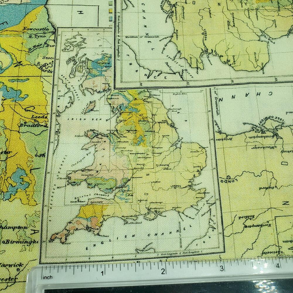 Tim Holtz, Uk vintage coal map, fat quarter, palette, junk journal fabric, slow stitch, vintage style, eclectic elements, monochrome, abandoned, PWTH242