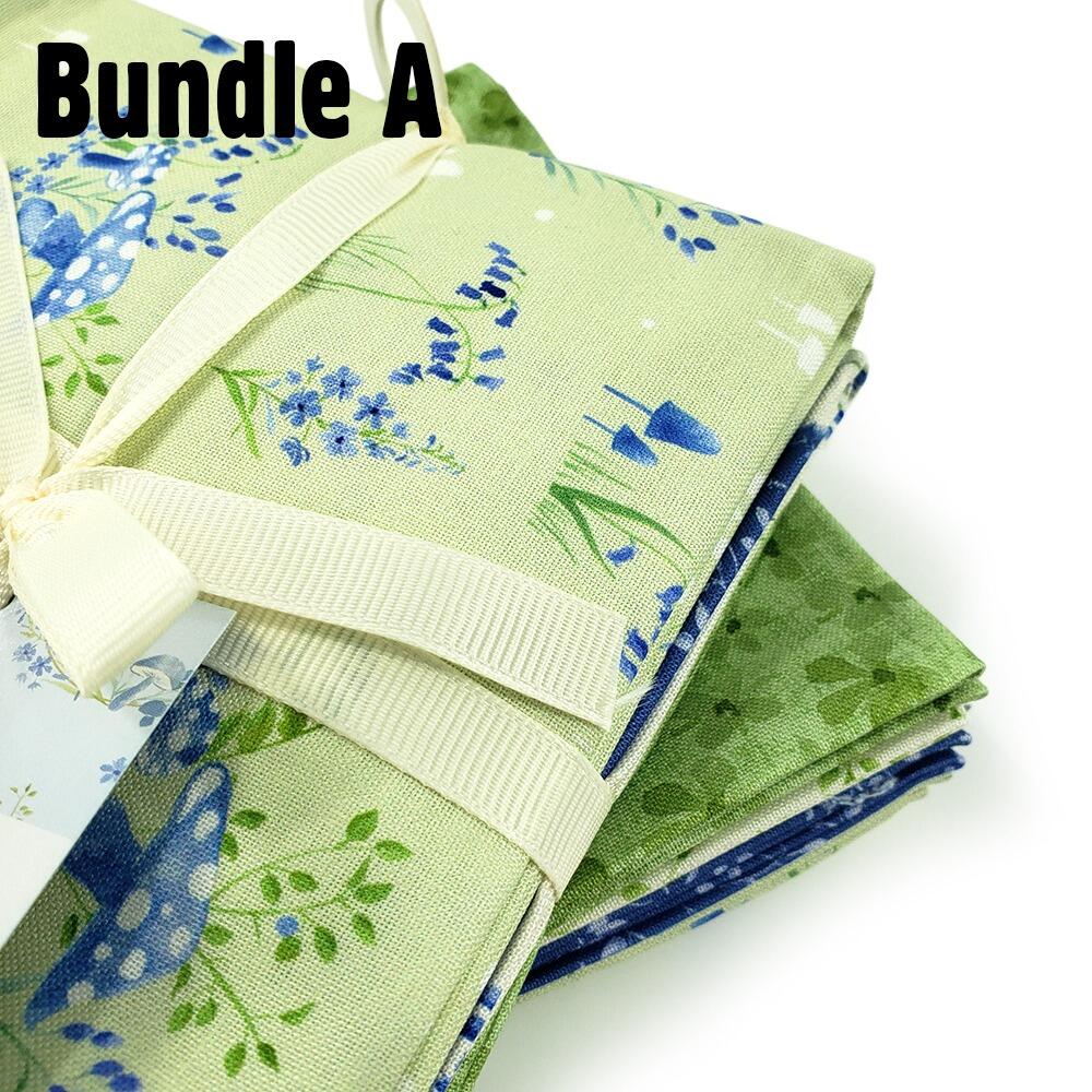 Debbie Shore fabric, bluebell hollow, vintage style floral fabric, bluebells, forest flowers, fat quarter bundles