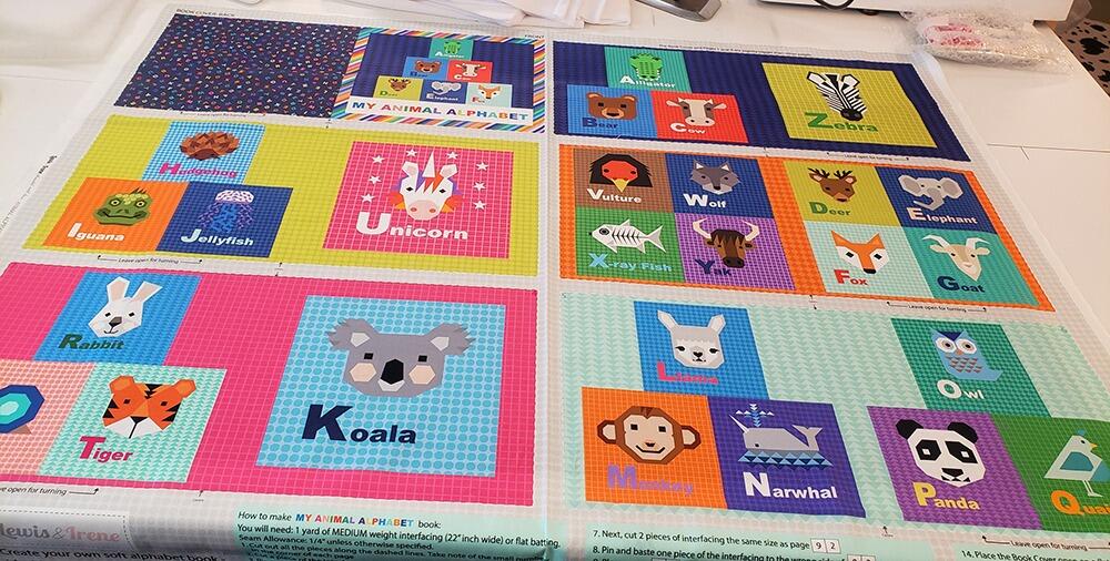 animal alphabet, lewis & irene, soft book panel, baby soft boo, A-Z book for kids, stitched kids book
