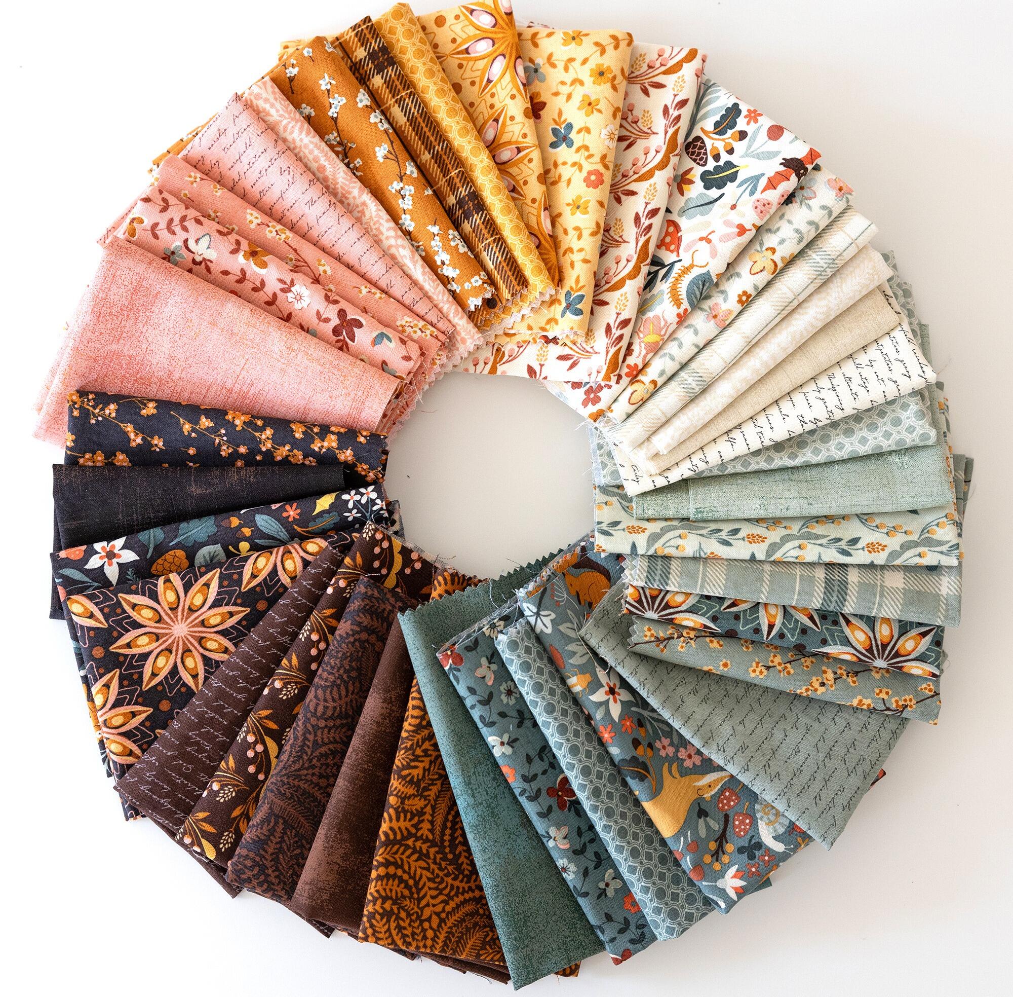 Moda, acorn hollow, basicgrey, autumnal fabric, autumn charm pack, woodland animals, 5 inch squares, patchwork squares