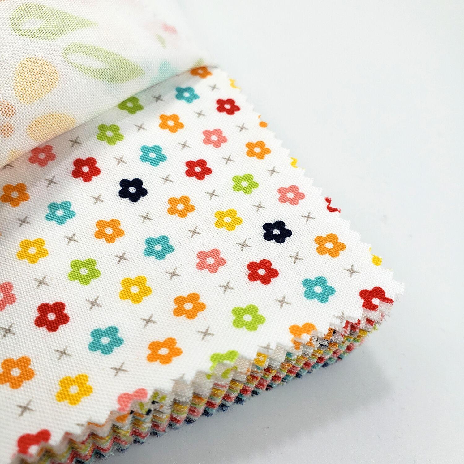Moda, delightfully yours, sherri & chelsi,charm pack, floral, bright, modern florals, colourful patchwork squares