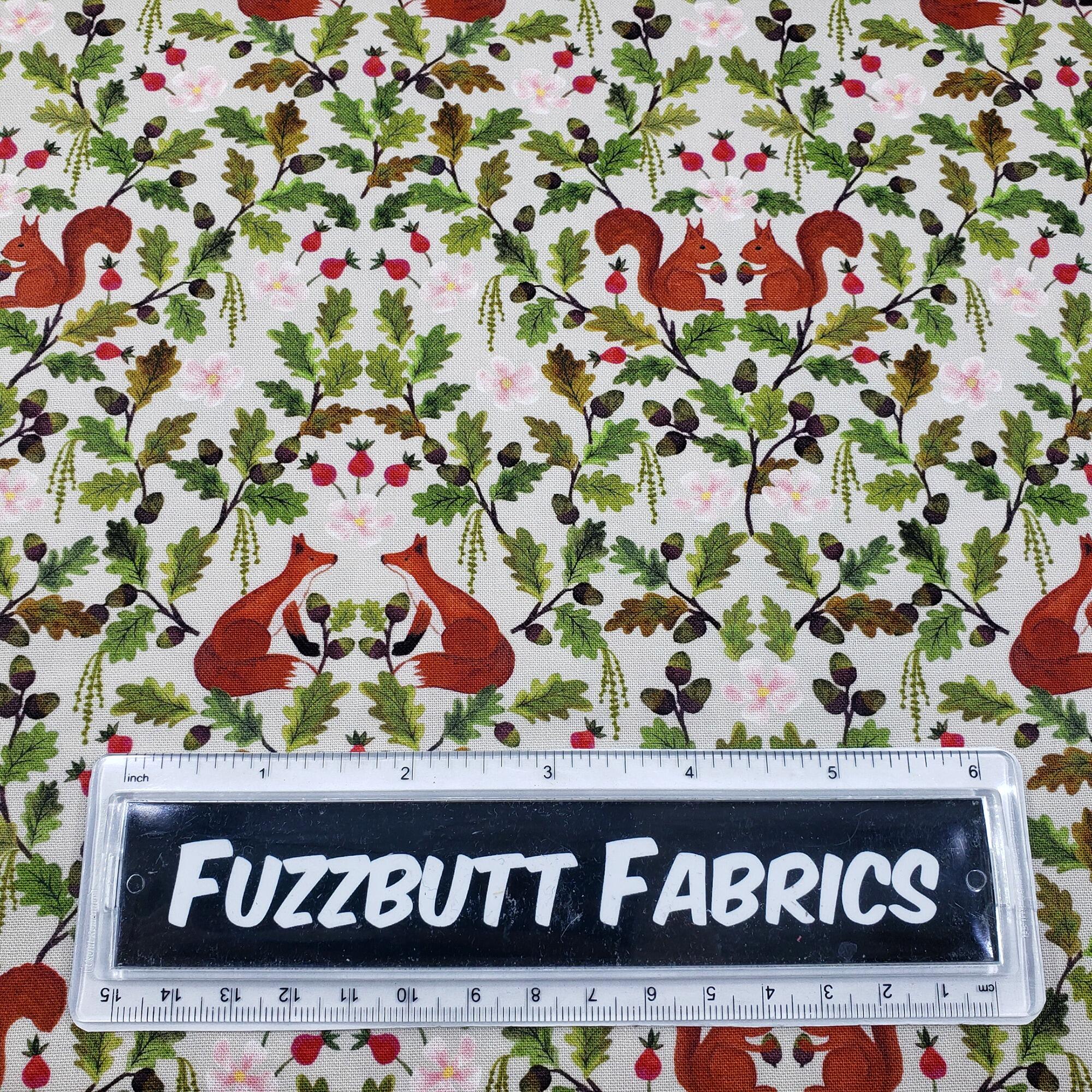 Lewis & Irene,old quercus, owls, acorns, squirrels, foxes, woodland fabric, autumn fabric