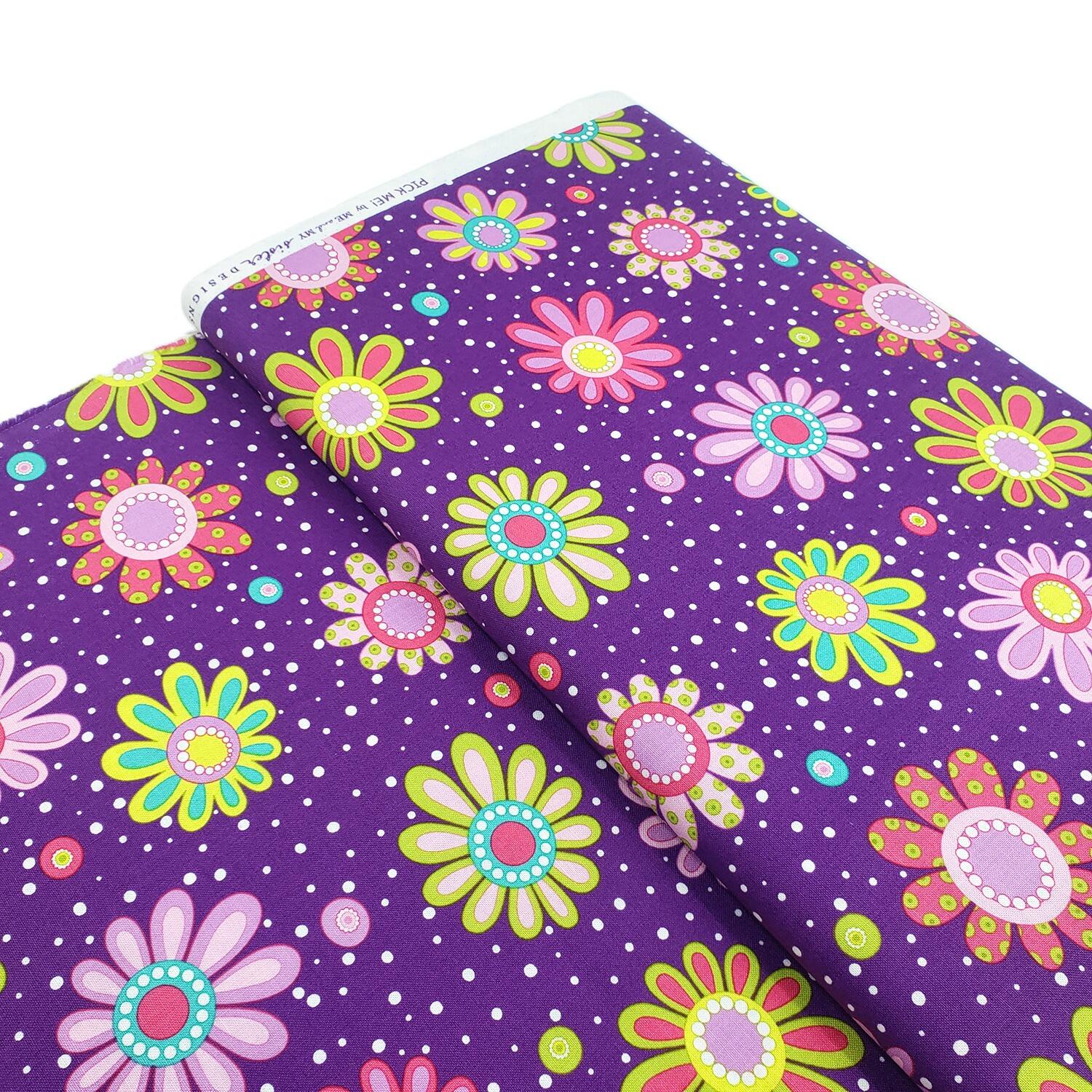 moda, me & my sister, floral fabric, pick me, funky flowers, bright colours, teen quilt