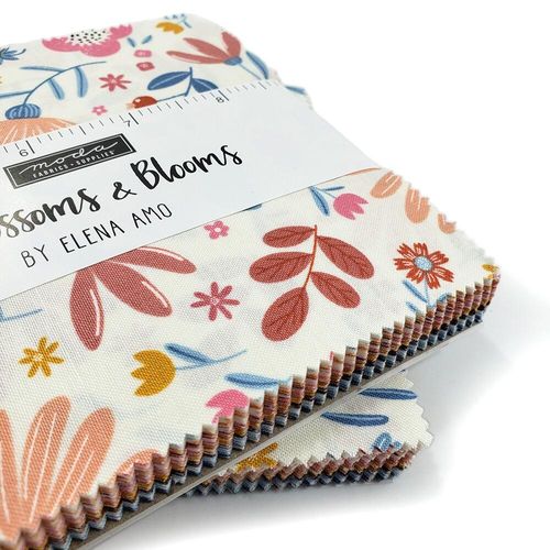 moda charm pack, blossoms & blooms, elena amo, flowers, watering cans, vintage inspired fabric