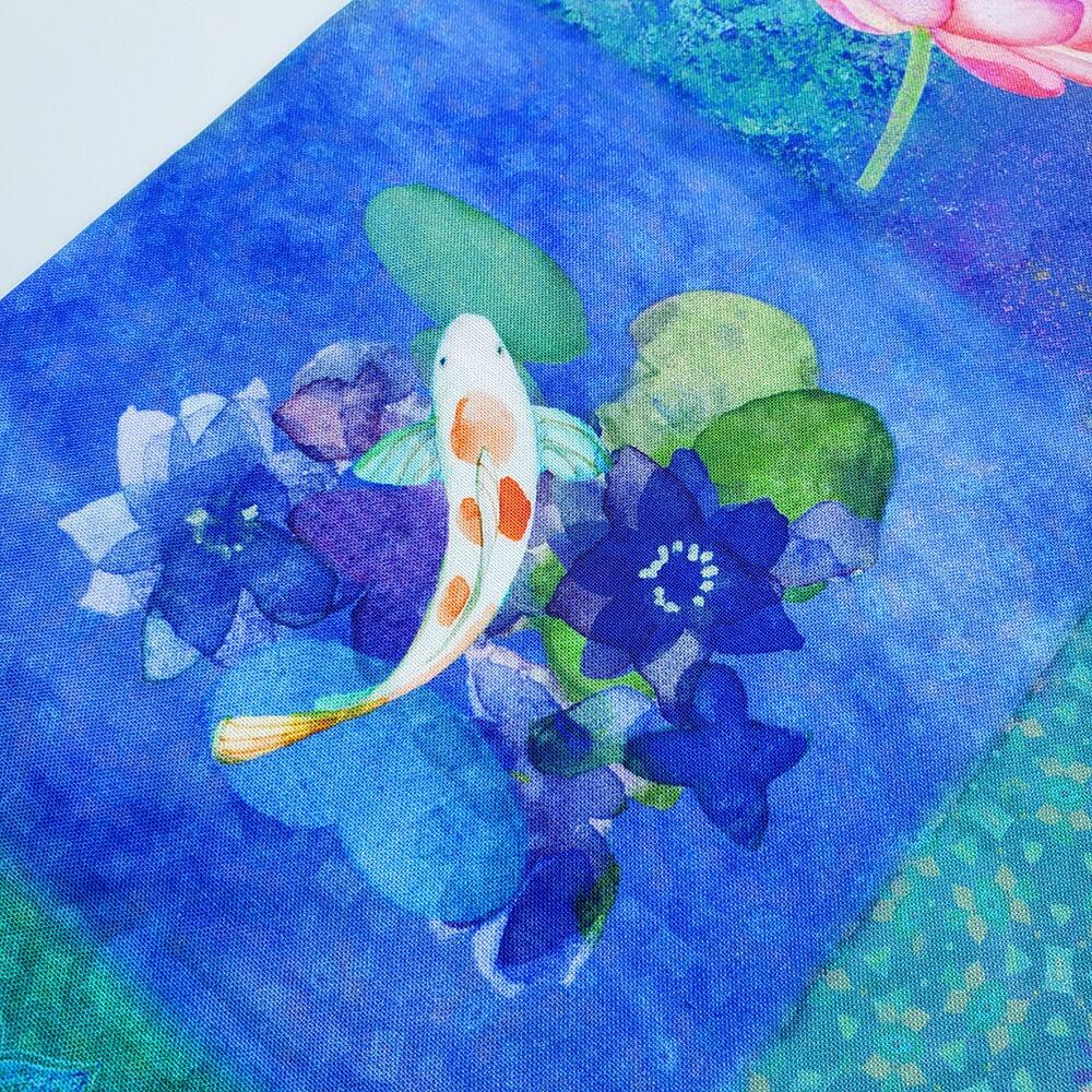 Lily Pond fabric, Sue Zipkin, Clothworks, quilting cotton, floral nature fabric, pond and botanical prints, watercolor style quilting fabric, premium cotton fabric