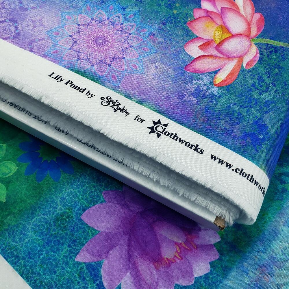 Lily Pond fabric, Sue Zipkin, Clothworks, quilting cotton, floral nature fabric, pond and botanical prints, watercolor style quilting fabric, premium cotton fabric