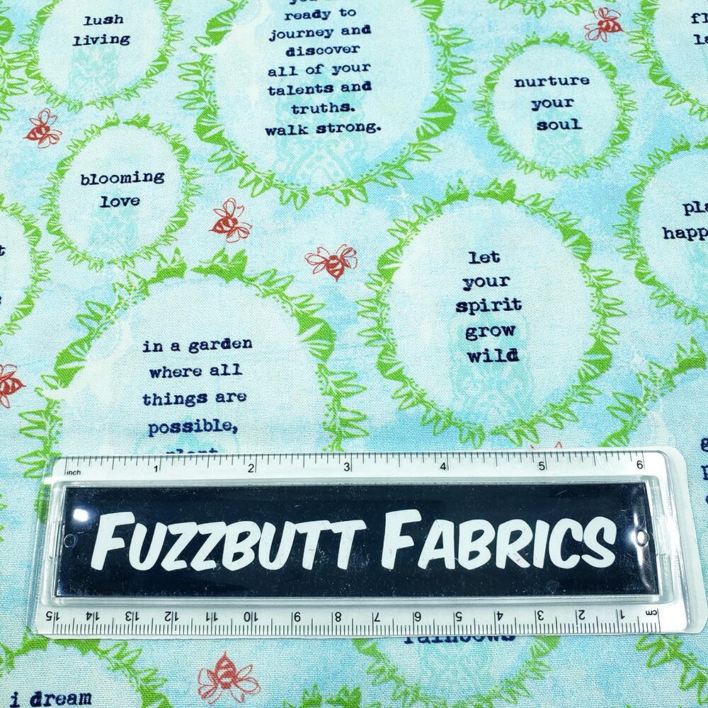 junk journal fabric, motivational fabric, slow stitch, floral fabric for embroidery, Kelli-May Krenze, spirit of the garden, bees