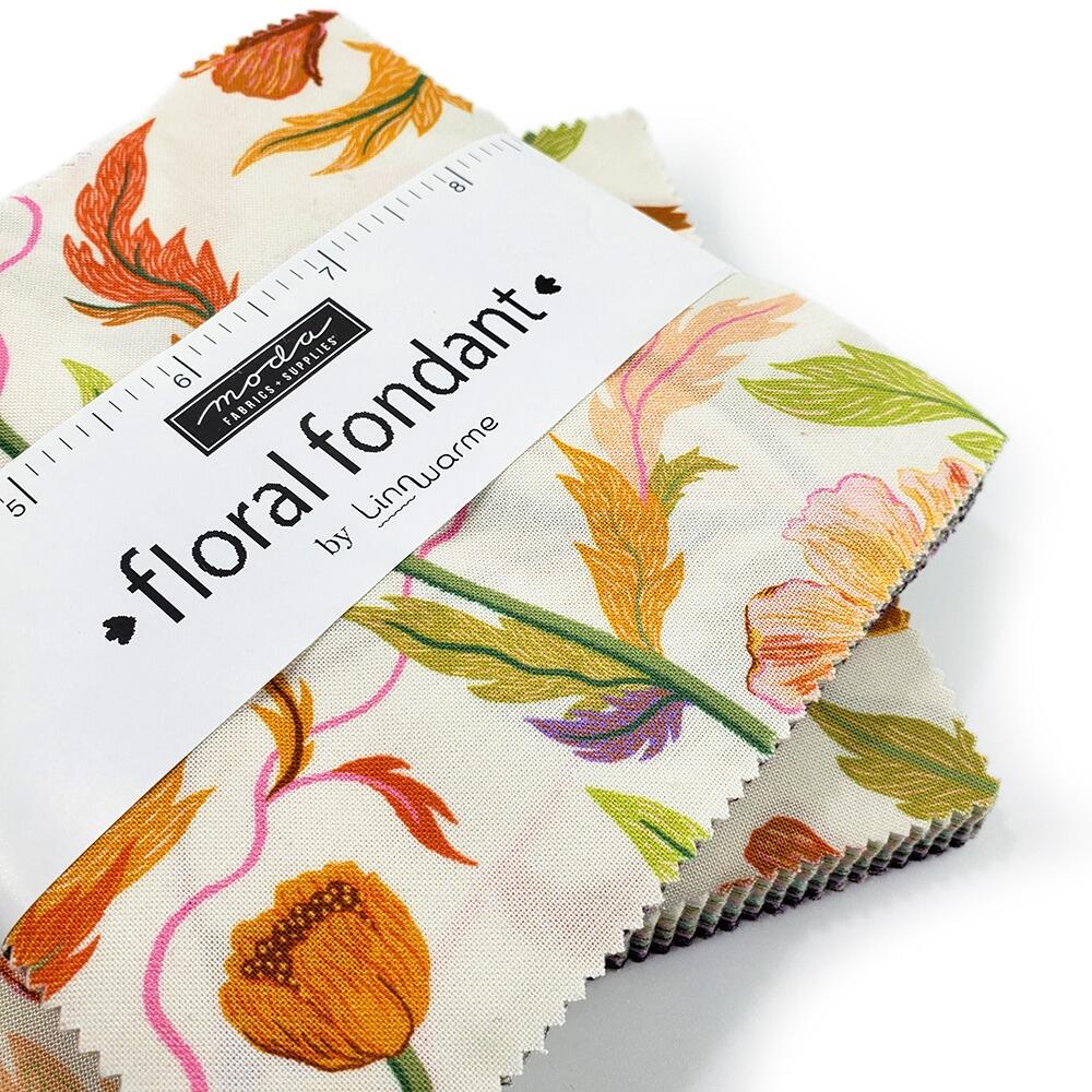 moda charm pack, Linn Warme, Floral Fontant, flower fabric, easy patchwork squares