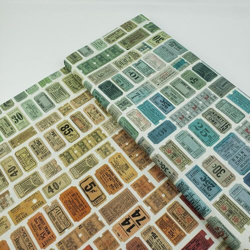 PWTH32 multicolour tickets, Tim Holtz fat quarter, palette, junk journal fabric, slow stitch, vintage style, eclectic elements, monochrome, abandoned