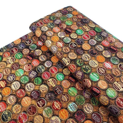 Tim Holtz, top shop, fat quarter, palette, junk journal fabric, slow stitch, vintage style, eclectic elements, monochrome, abandoned, PWTH024, vintage bottle tops