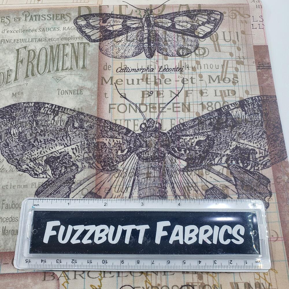 Tim Holtz, melange, butterflies, fat quarter, palette, junk journal fabric, slow stitch, vintage style, eclectic elements, monochrome, abandoned, PWTH001