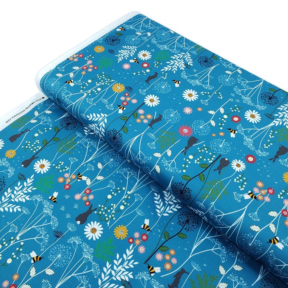 Chanting Meadow, sewing sanctuary, wildflower fabric, bees, cotton fabric uk