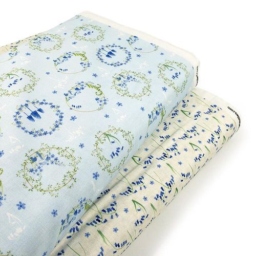 Debbie Shore fabric, bluebell hollow, vintage style floral fabric, bluebells, forest flowers