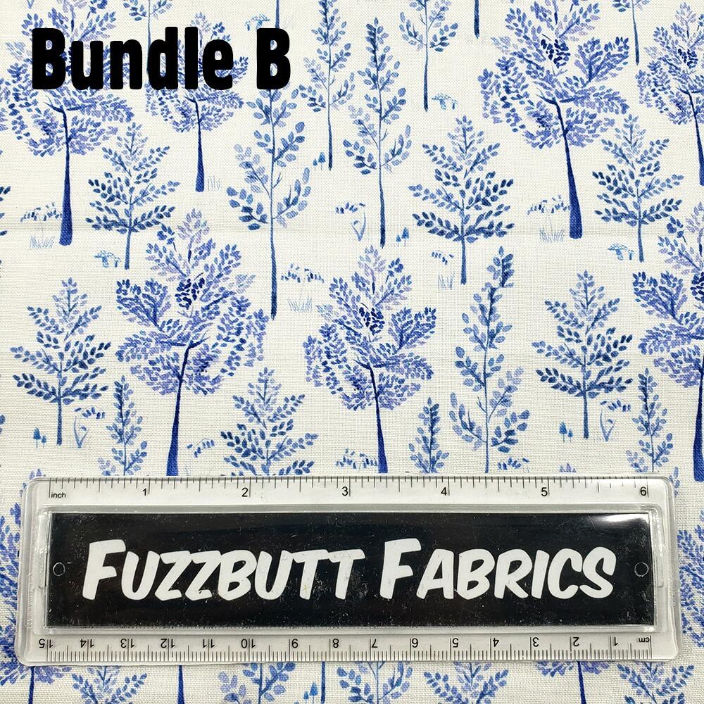 Debbie Shore fabric, bluebell hollow, vintage style floral fabric, bluebells, forest flowers, fat quarter bundles