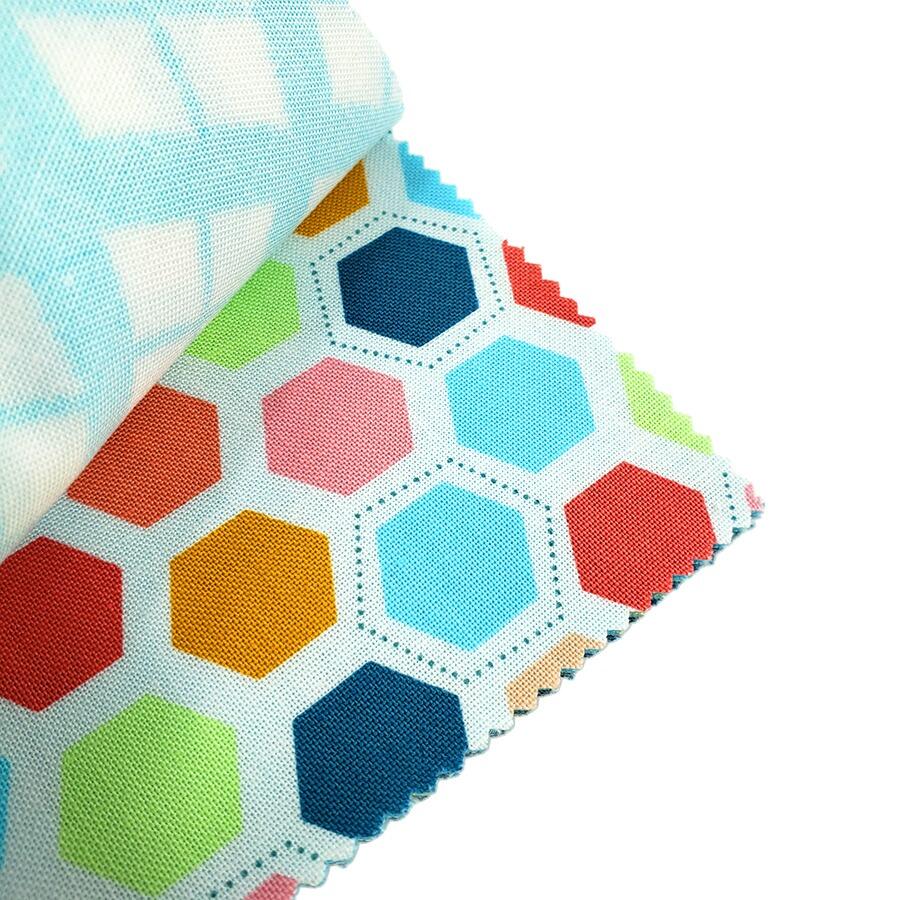 moda charm pack, honeyed horizon, Keri Anguiano, modern charm pack, hexies, florals, bright colours, summer fabric, cotton squares