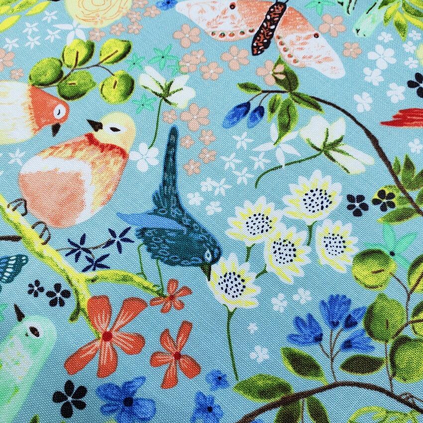 serenity blooms ,poppie cotton, vintage style birds, slow stitch, junk journal fabric