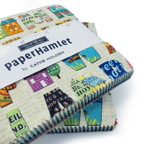 Moda, paper hamlet, junk journal fabric, slow stitch, cathe holden, vintage adverts, 5 inch squares, patchwork squares