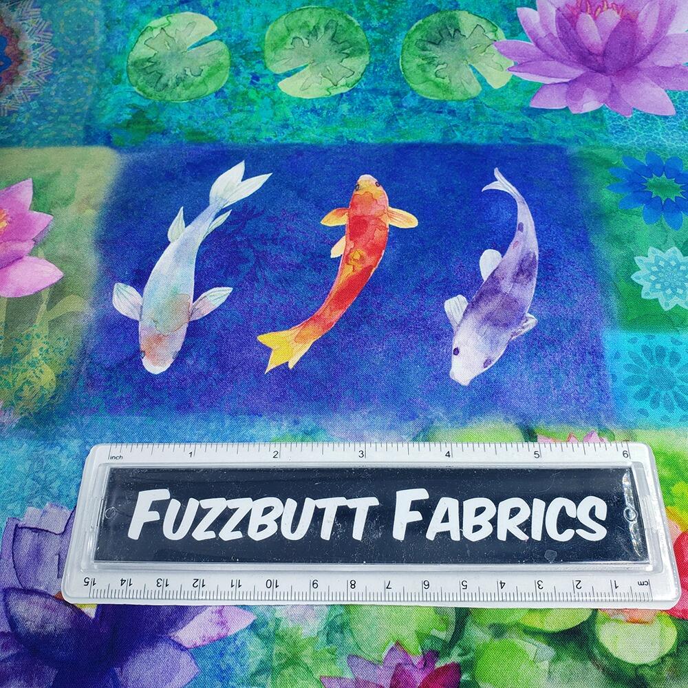 Lily Pond fabric, Sue Zipkin, Clothworks, quilting cotton, floral nature fabric, pond and botanical prints, watercolor style quilting fabric, premium cotton fabric