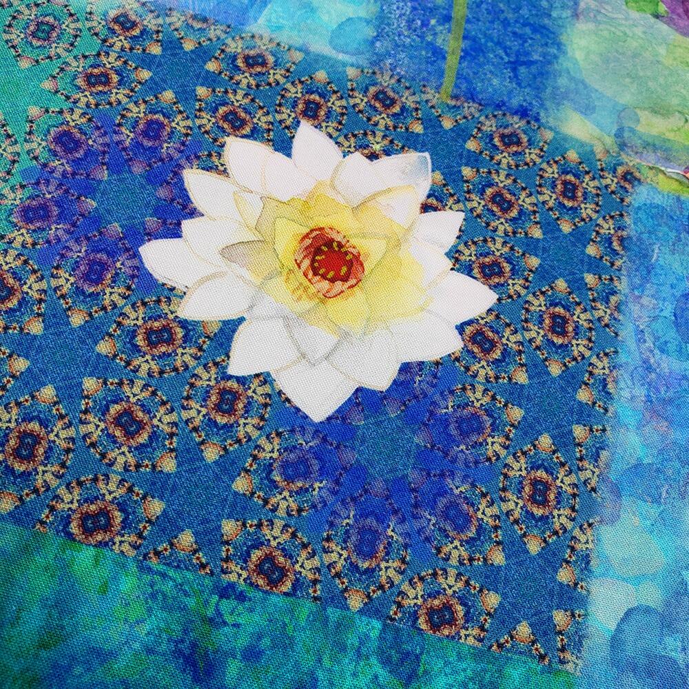 Lily Pond fabric, Sue Zipkin, Clothworks, quilting cotton, floral nature fabric, pond and botanical prints, watercolor style quilting fabric, premium cotton fabric