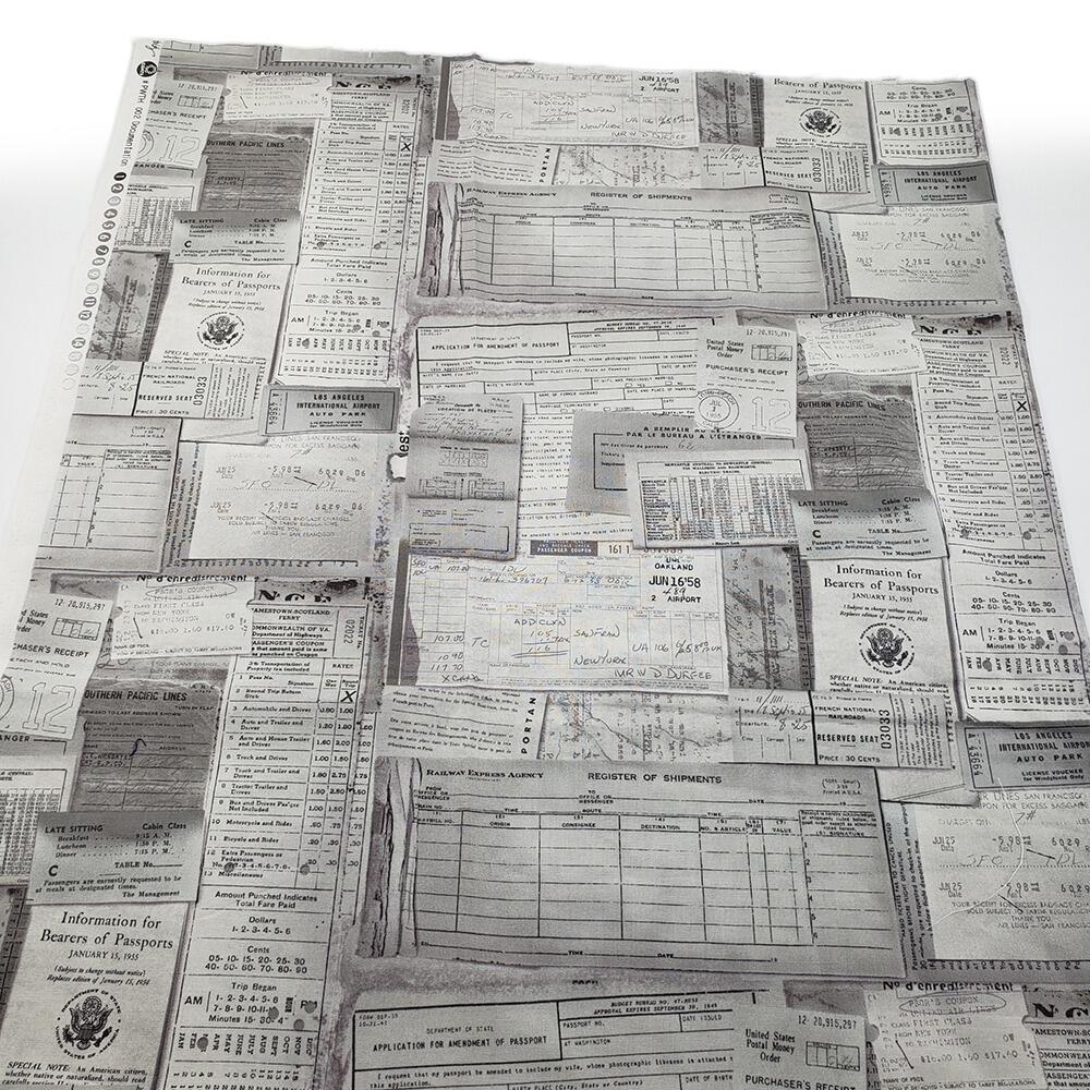 documentation,passports, Tim Holtz fat quarter, palette, junk journal fabric, slow stitch, vintage style, eclectic elements, monochrome, abandoned, PWTH002