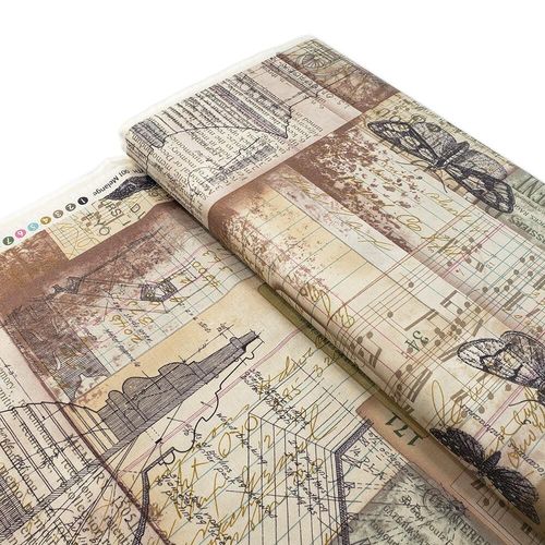 Tim Holtz, melange, butterflies, fat quarter, palette, junk journal fabric, slow stitch, vintage style, eclectic elements, monochrome, abandoned, PWTH001
