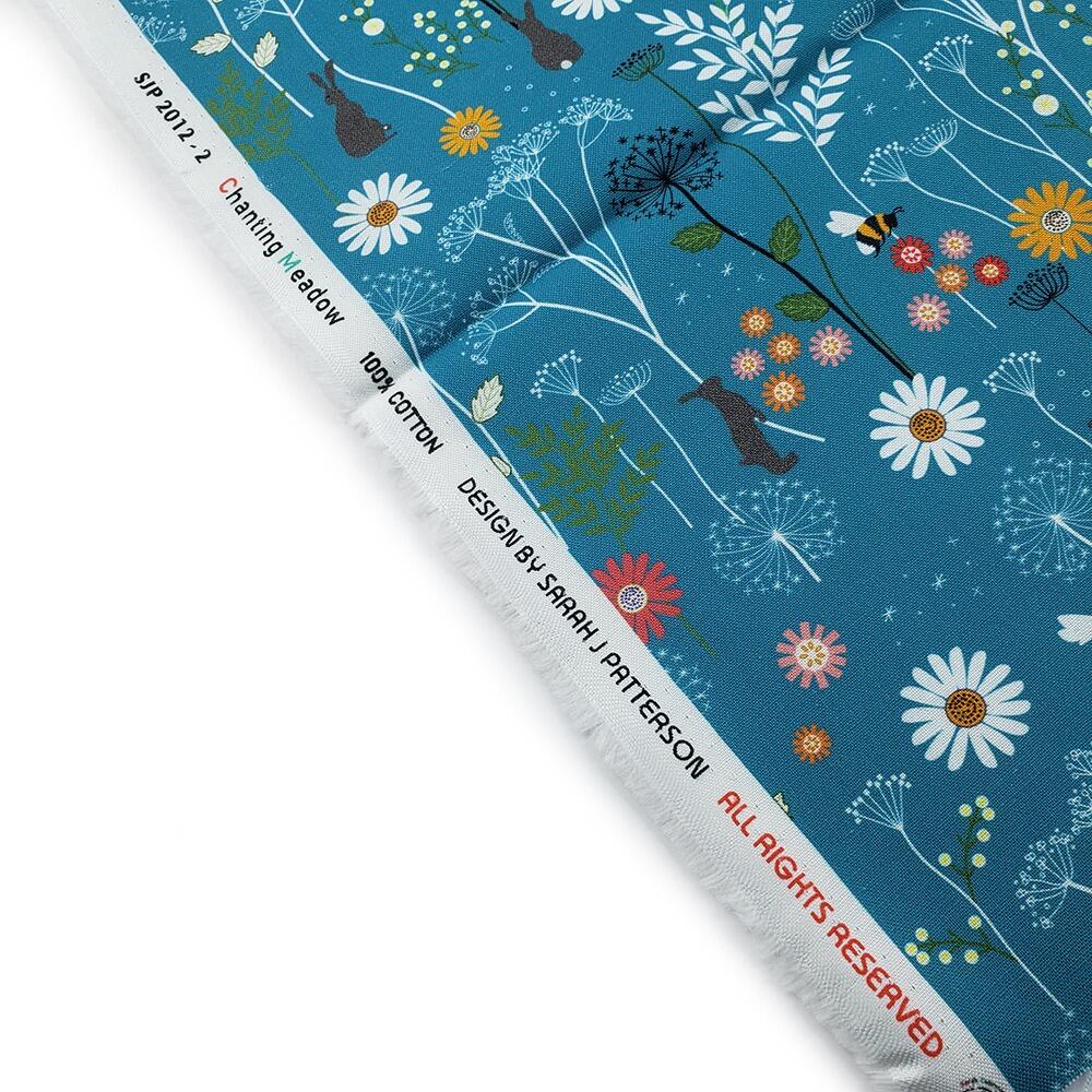 Chanting Meadow, sewing sanctuary, wildflower fabric, bees, cotton fabric uk