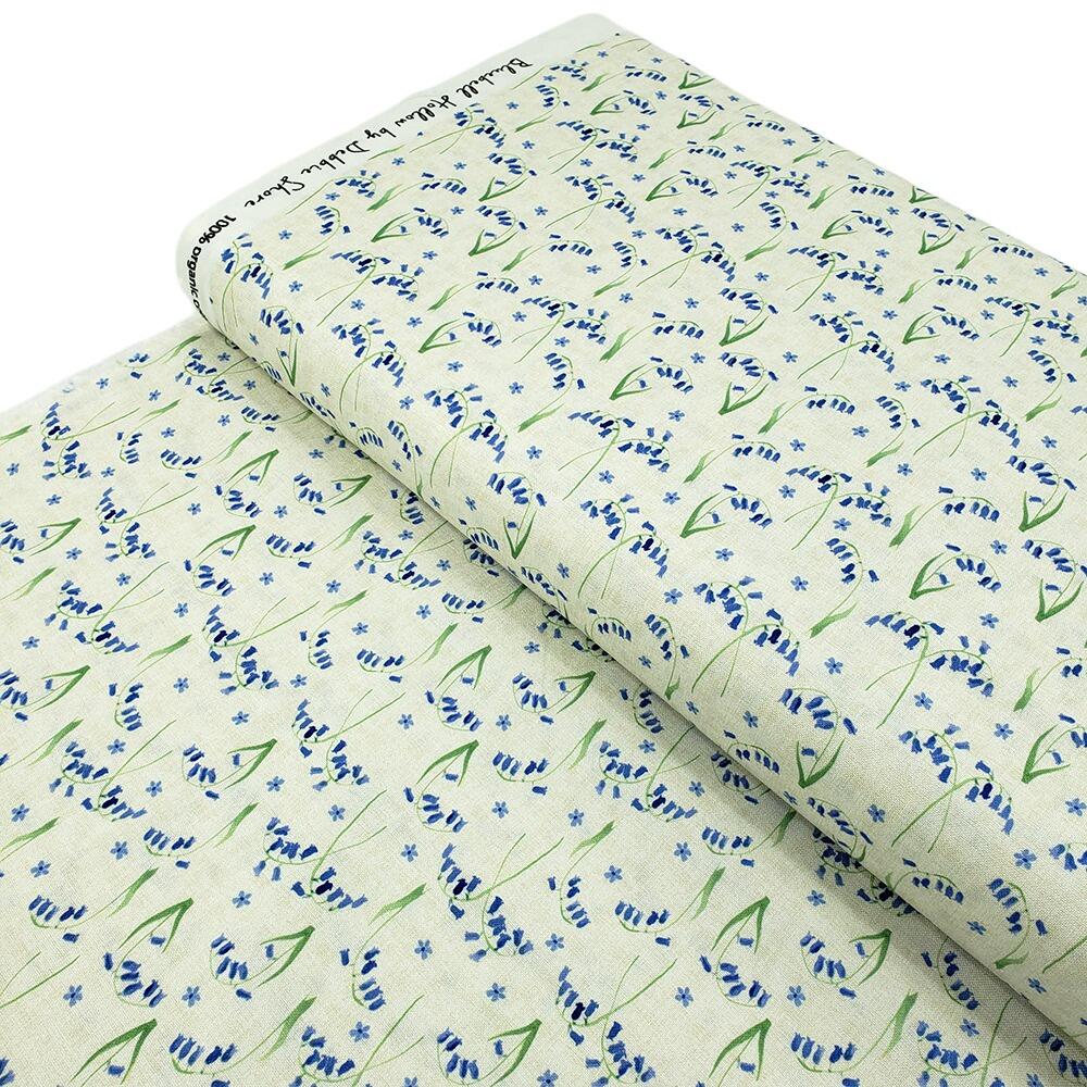 Debbie Shore fabric, bluebell hollow, vintage style floral fabric, bluebells, forest flowers