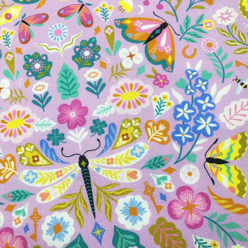 bethan janine, lucky charms, birds and butterflies, butterfly fabric, swallow birds fabric, wildflower fabric