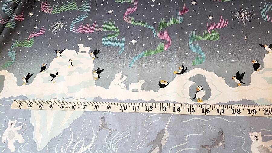 lewis irene, puffins, northern lights, sky dances, polar bears, seals, cotton fabric