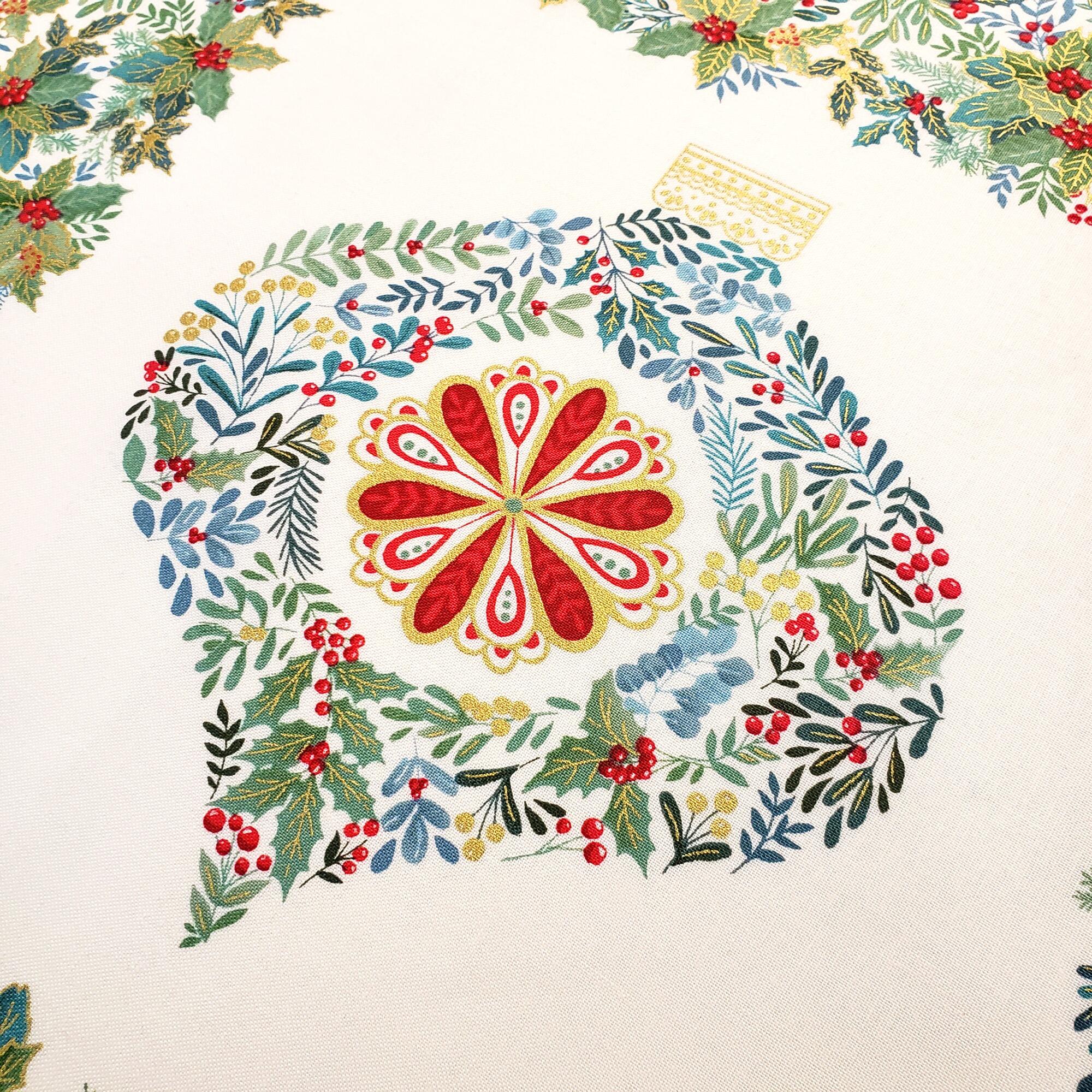Makower Good Tidings 100% cotton Christmas fabric panels, deer, wreaths, snowmen
