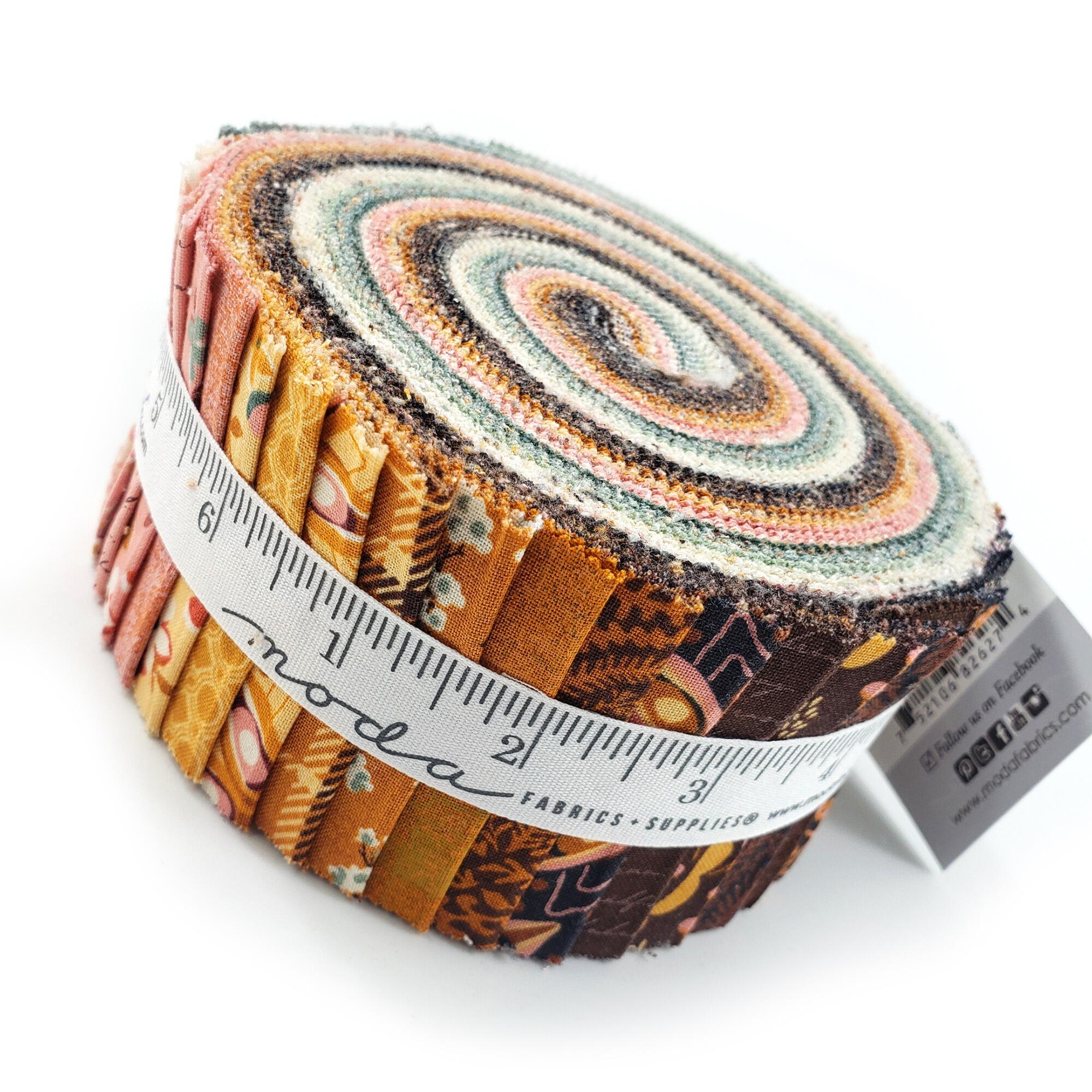Moda, acorn hollow, basicgrey, autumnal fabric, autumn jelly roll, woodland animals, 2.5 inch strips, patchwork strips