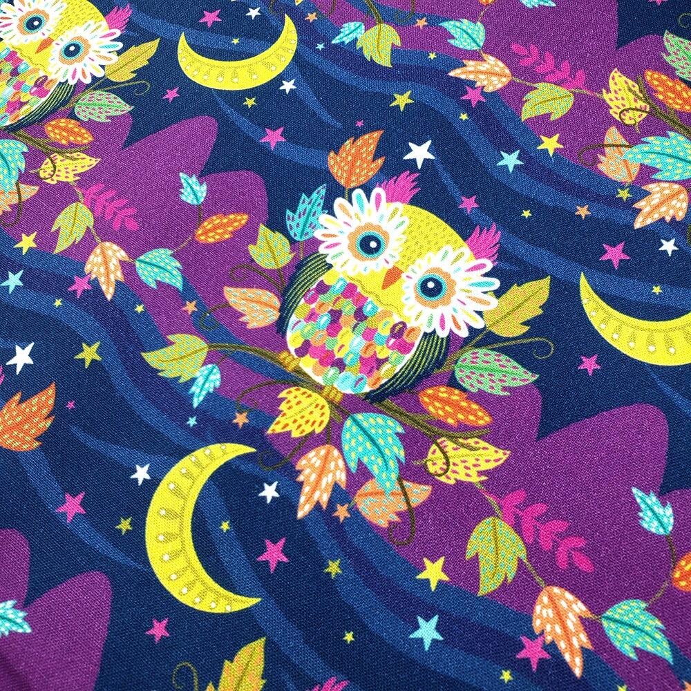 living wild, lisa perry, owls fabric, colourful owls, slow stitch
