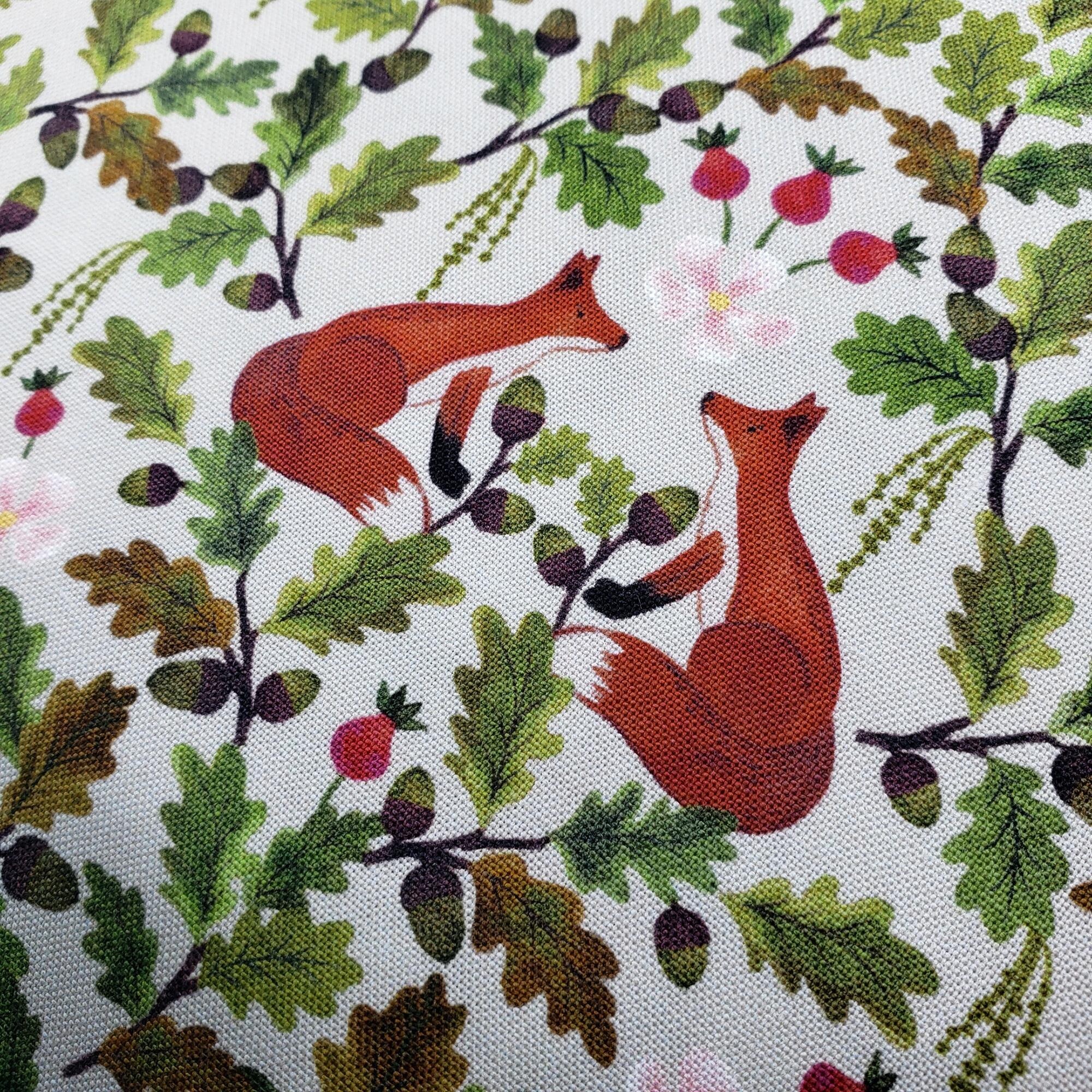 Lewis & Irene,old quercus, owls, acorns, squirrels, foxes, woodland fabric, autumn fabric