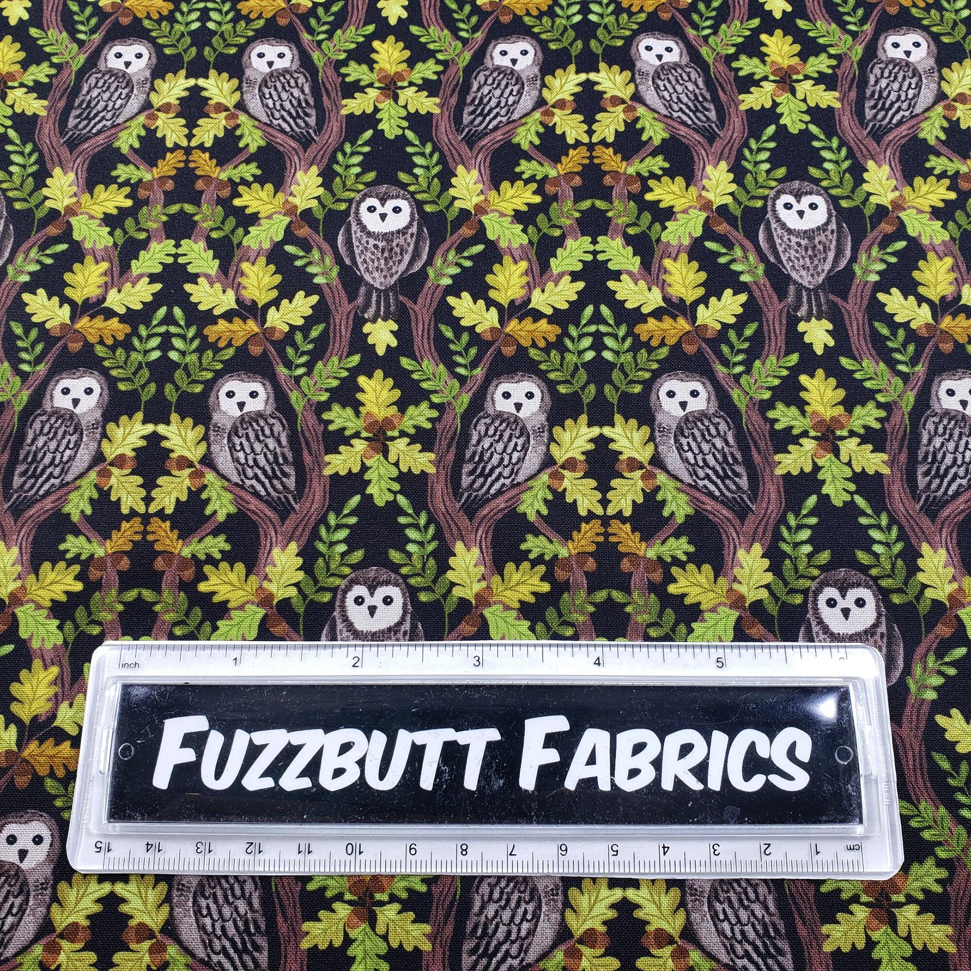 Lewis & Irene,old quercus, owls, acorns, squirrels, foxes, woodland fabric, autumn fabric