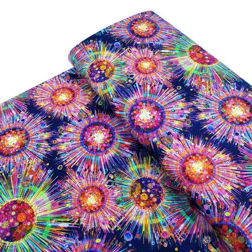 Noemi Ibarz, color burst, fireworks fabric, abstract, modern, purple, multicoloured, 100% cotton