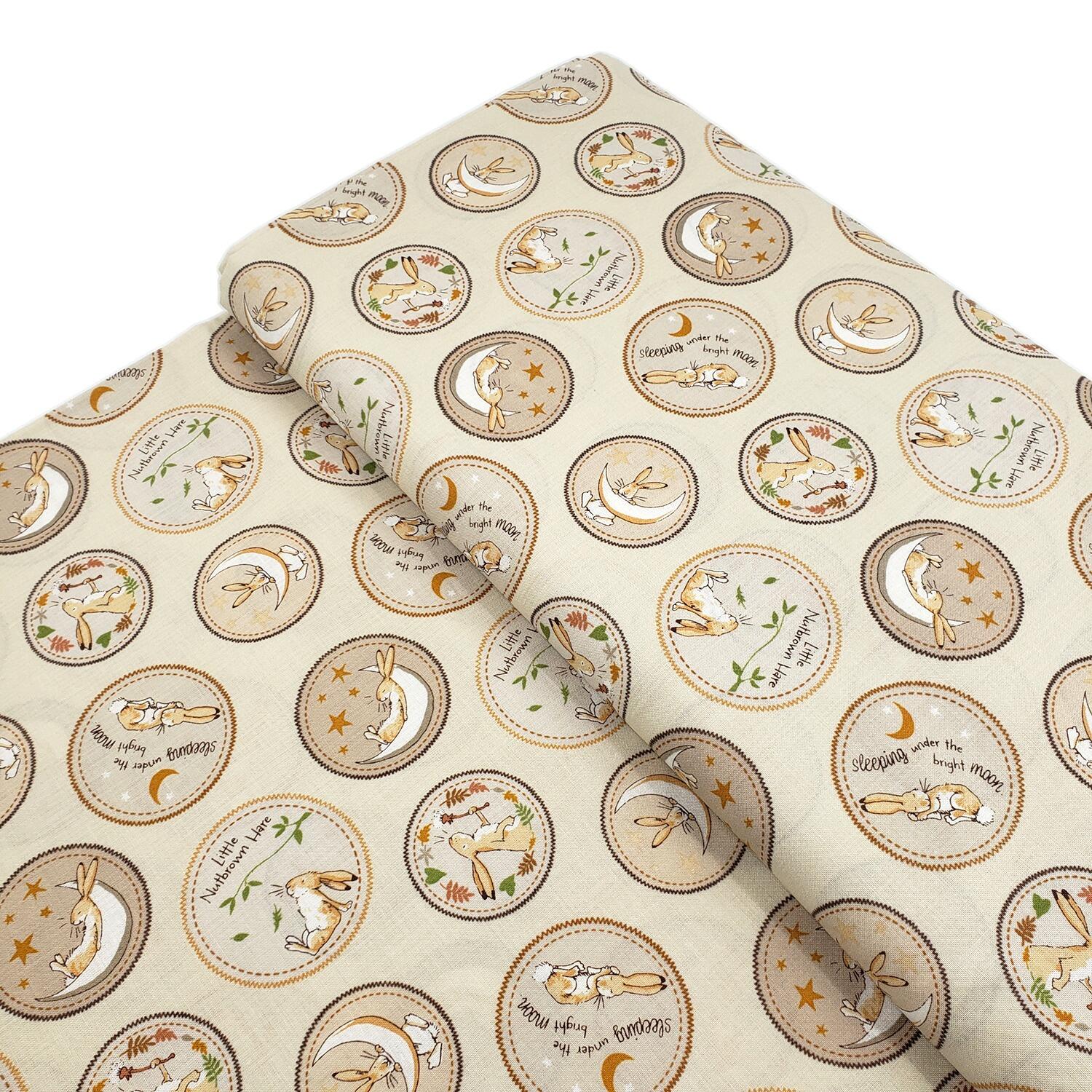 Guess How Much I Love You fabric by Anita Jeram Clothworks Guess How Much I Love You quilting cotton licensed children’s book fabric baby and nursery quilting fabric storybook animal fabric prints woodland nursery fabric premium cotton fabric for baby quilts children’s fabric by Clothworks