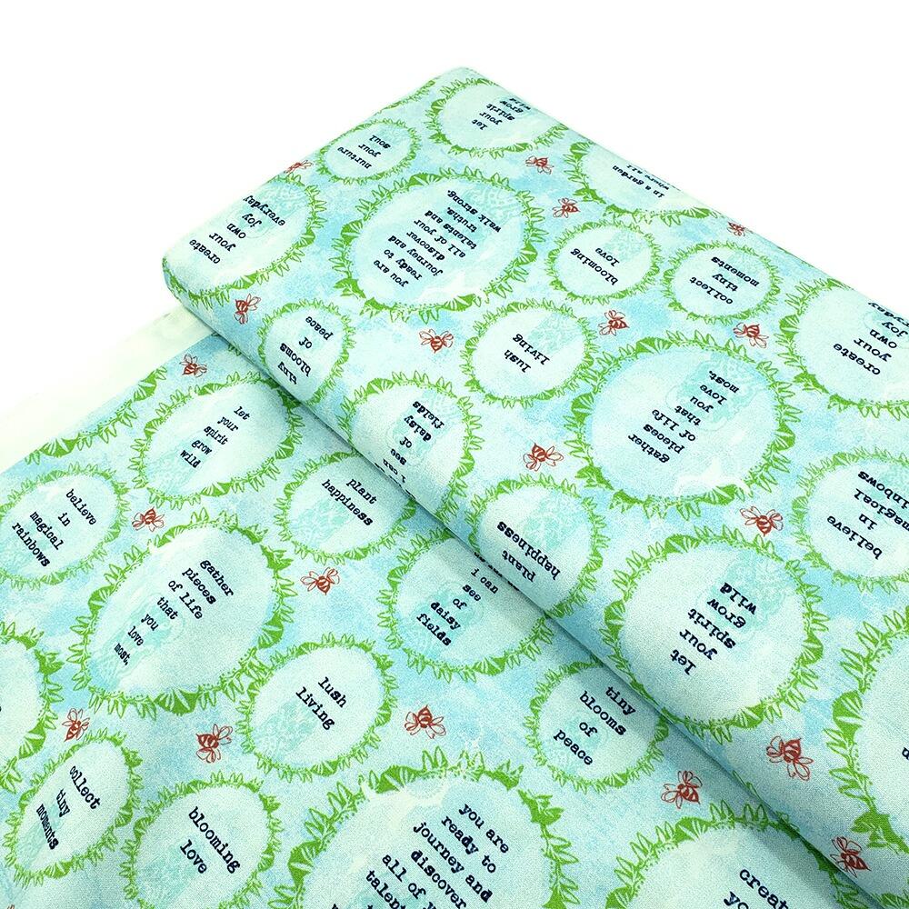 junk journal fabric, motivational fabric, slow stitch, floral fabric for embroidery, Kelli-May Krenze, spirit of the garden, bees