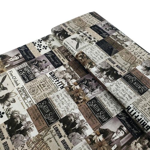 vintage montage, Tim Holtz fat quarter, palette, junk journal fabric, slow stitch, vintage style, eclectic elements, monochrome, abandoned, junk journal fabric