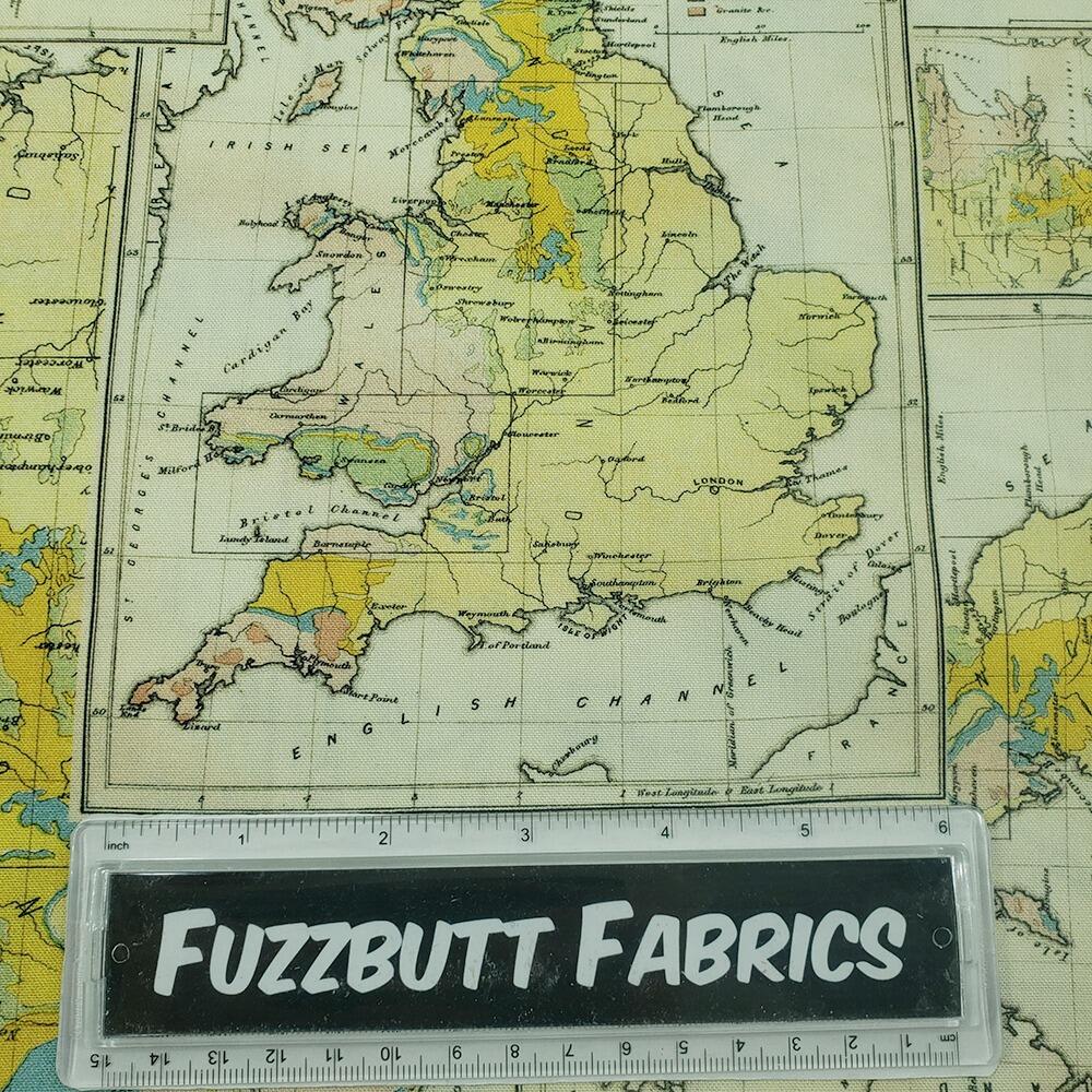 Tim Holtz, Uk vintage coal map, fat quarter, palette, junk journal fabric, slow stitch, vintage style, eclectic elements, monochrome, abandoned, PWTH242