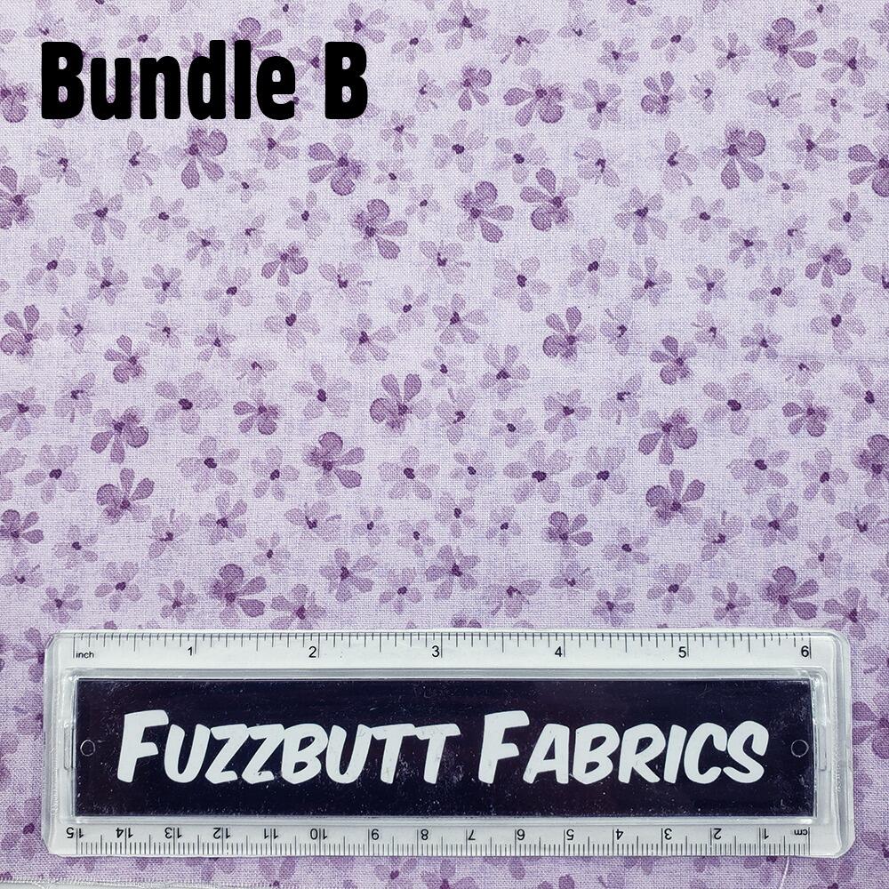 Debbie Shore fabric, bluebell hollow, vintage style floral fabric, bluebells, forest flowers, fat quarter bundles