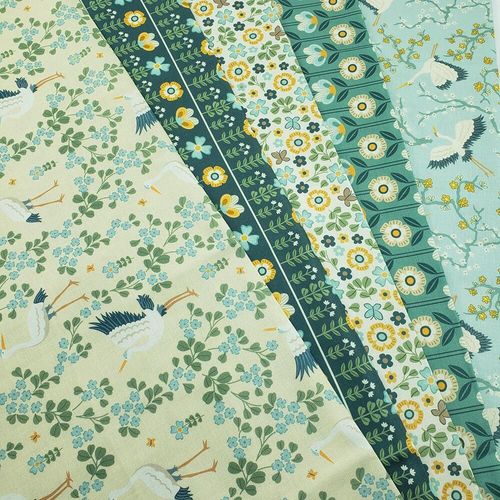 Skyborne Grace fat quarters, Alexander Holt, storks, florals, japanese style fabric